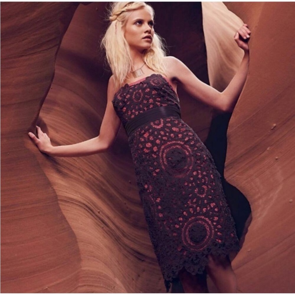 “Floreat” Anthropologie Battenburg Crochet Overlay Dress